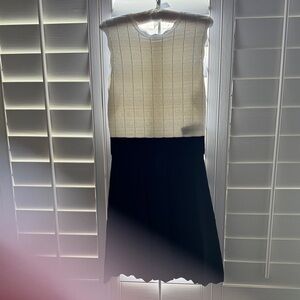 Ted Baker Two-Tone Knit Dress in Ivory and Black